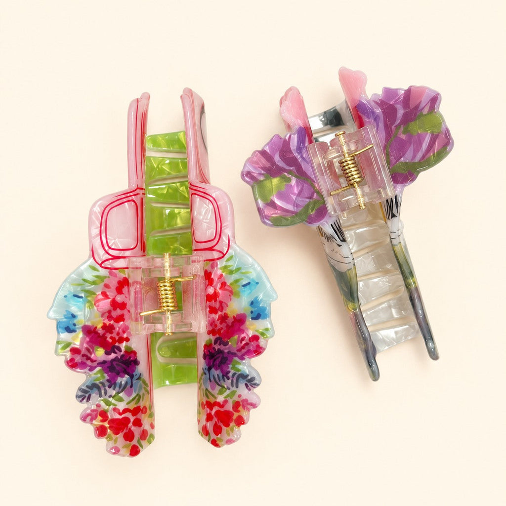 FLOWER BOUQUET & VINTAGE FLOWER TRUCK HAIR CLAW | 40H1150