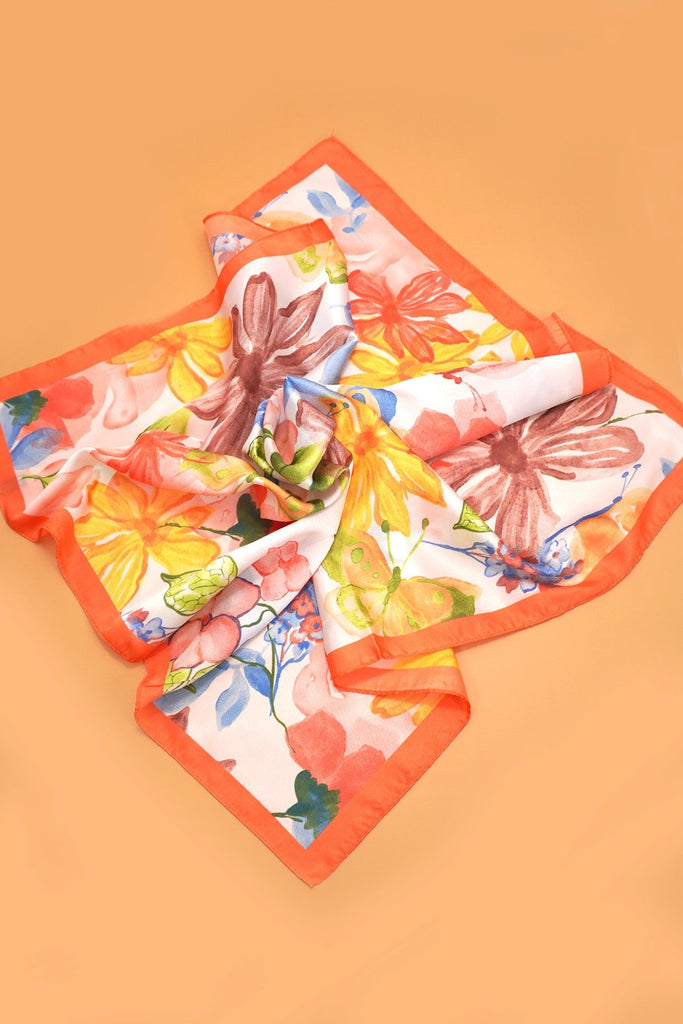 Floral Flower Silk Finish Bandana Scarf | 40SC730