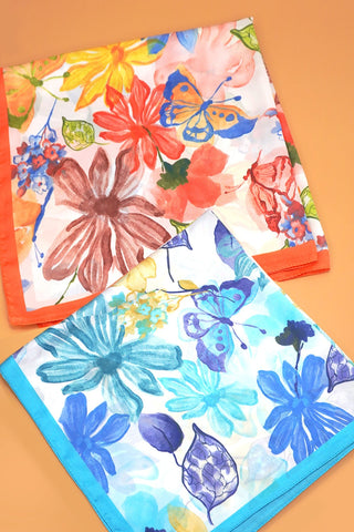 Floral Flower Silk Finish Bandana Scarf | 40SC730