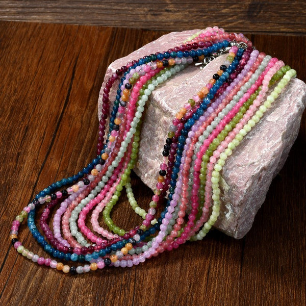 NATURAL AGATE GLASS SEMI PRECIOUS BEAD NECKLACE | 40NK9754