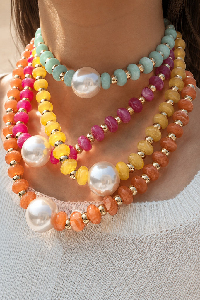 Pearl Pendant Resin Beaded Necklaces | 40NK9751