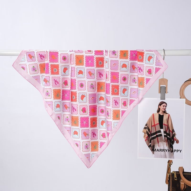 Postal Stamp Lobster Flower Silk Finish Scarf | 40SC731