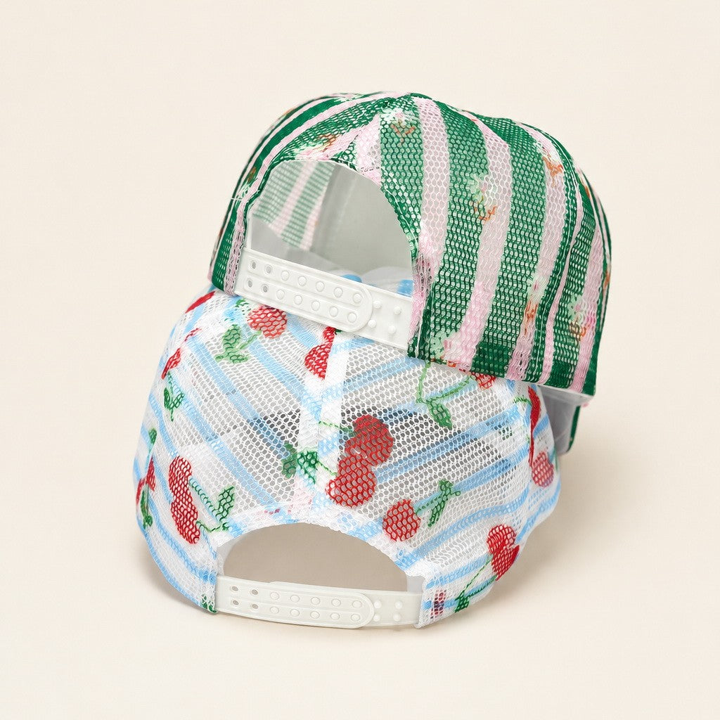 Fruit and Floral Print Foam Mesh Trucker Hat | 40HW759