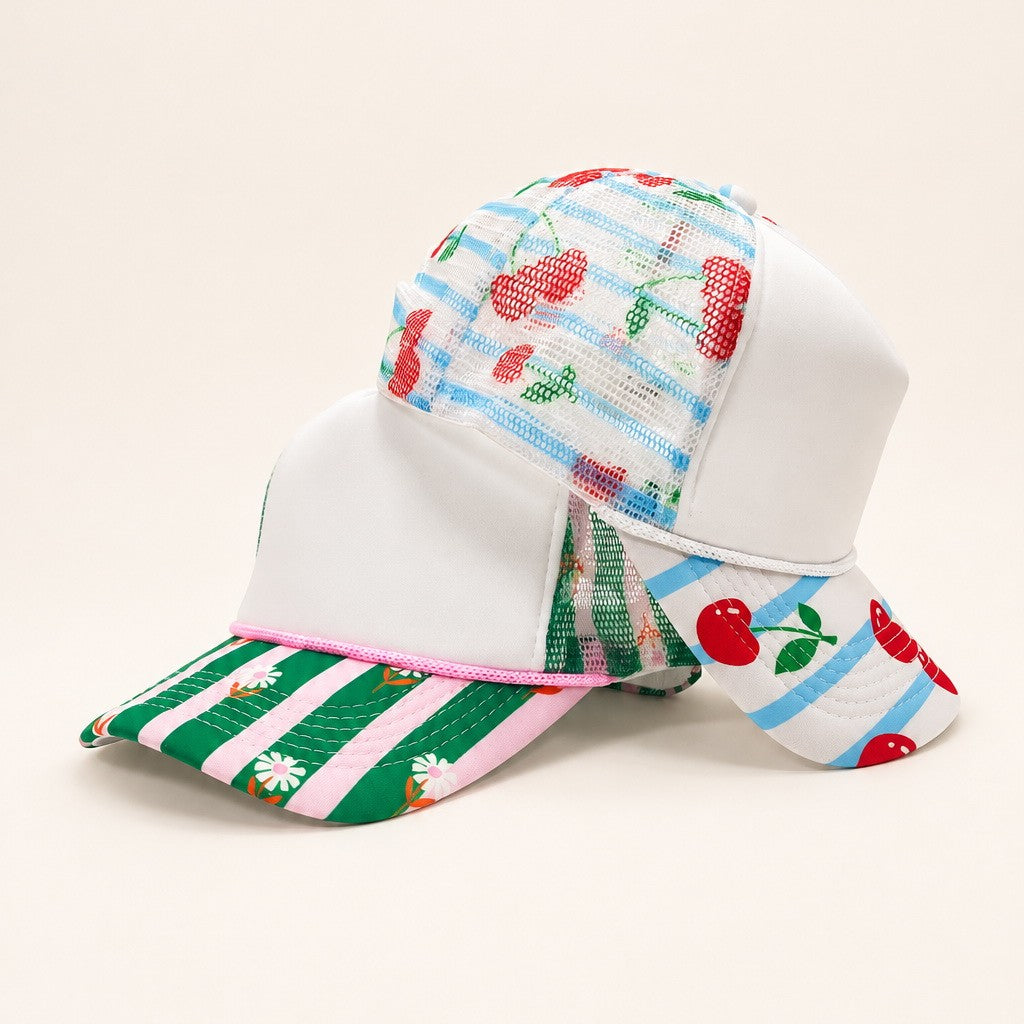 Fruit and Floral Print Foam Mesh Trucker Hat | 40HW759