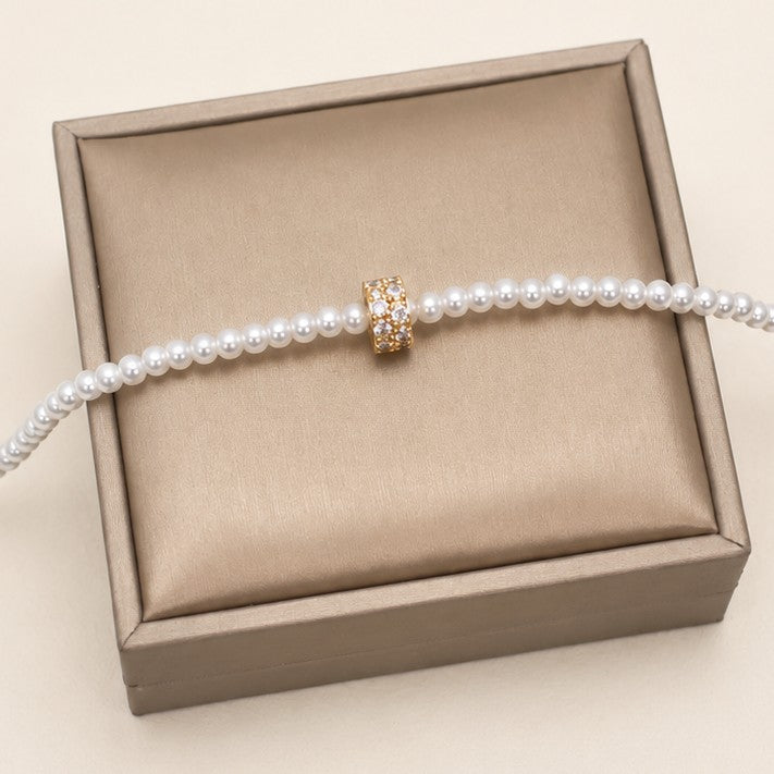 Pearl Spherical Encrusted Rhinestone Charm Necklace|40NK9758
