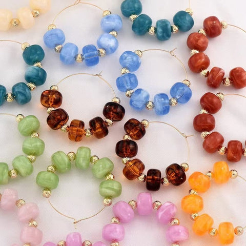 Boho Resin Beaded Hoop Earrings | 40E531