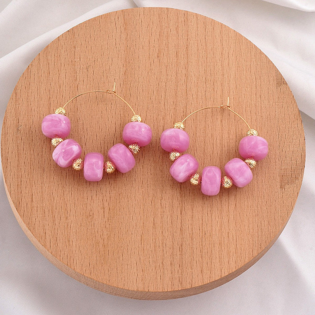 Boho Resin Beaded Hoop Earrings | 40E531