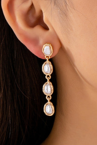 Organic Baroque Pearl Linear Drop Earrings | 80E62691