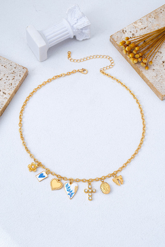 Vintage Coquette Multi-Charm Link Necklace | 80N93423