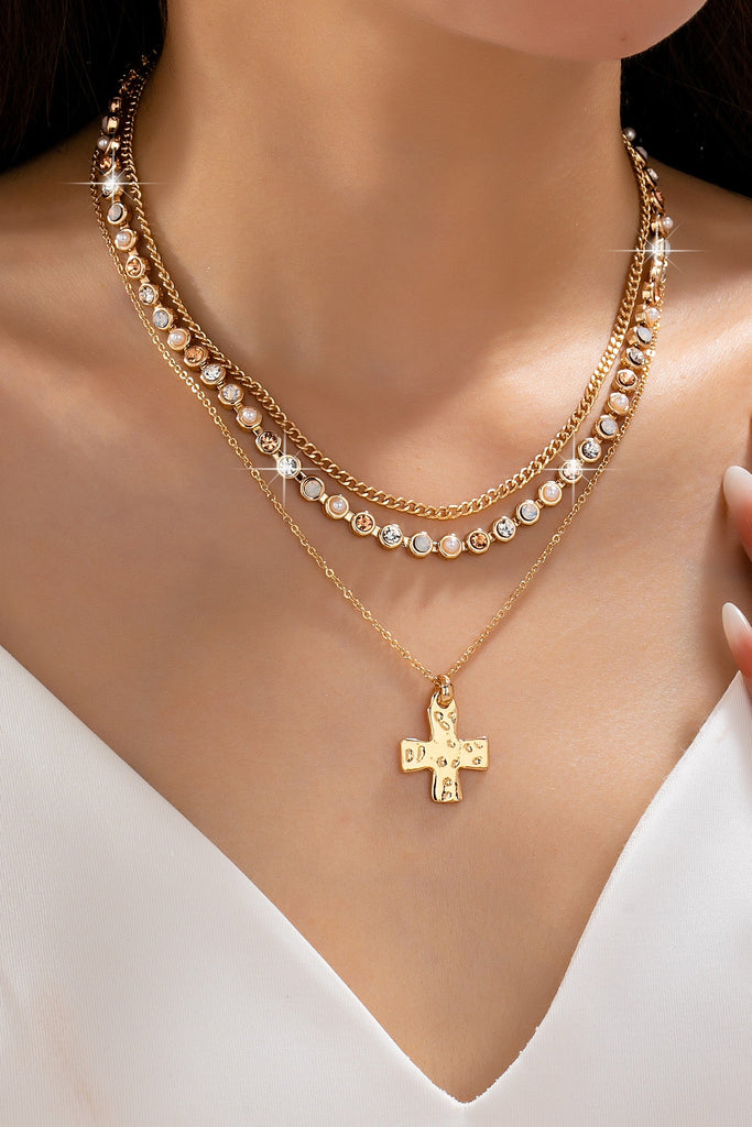 Multi-Layered Cross Pendant Necklace | 80N93429