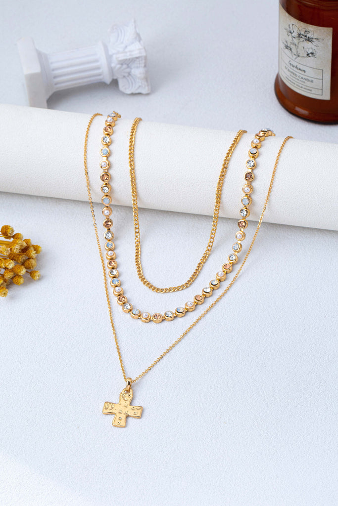 Multi-Layered Cross Pendant Necklace | 80N93429
