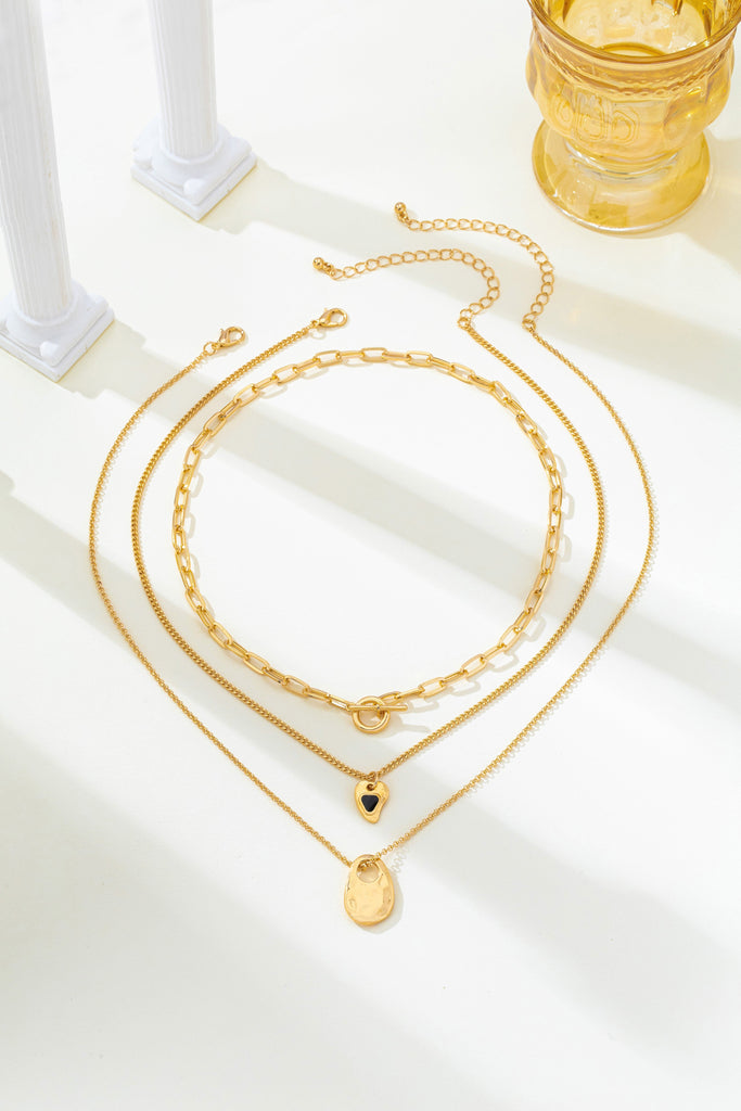 Multi-Layered Heart & Organic Drop Toggle Necklace| 80N93436