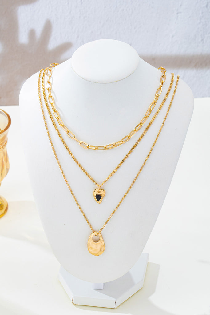 Multi-Layered Heart & Organic Drop Toggle Necklace| 80N93436