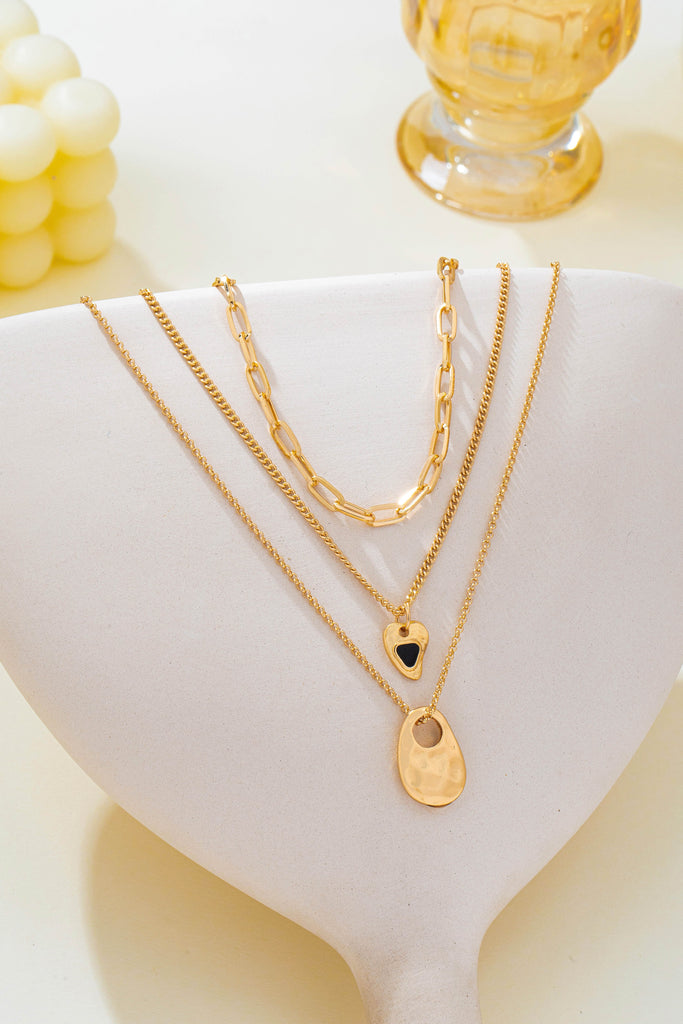 Multi-Layered Heart & Organic Drop Toggle Necklace| 80N93436