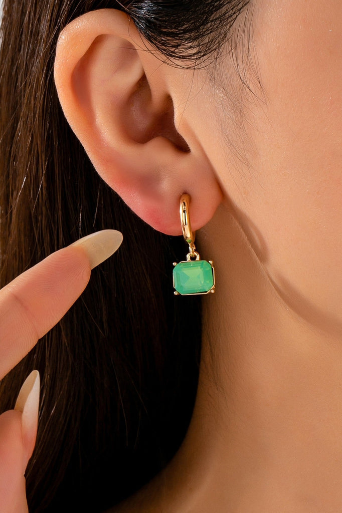 Crystal Emerald-Cut Huggie Hoop Earring | 80E62706