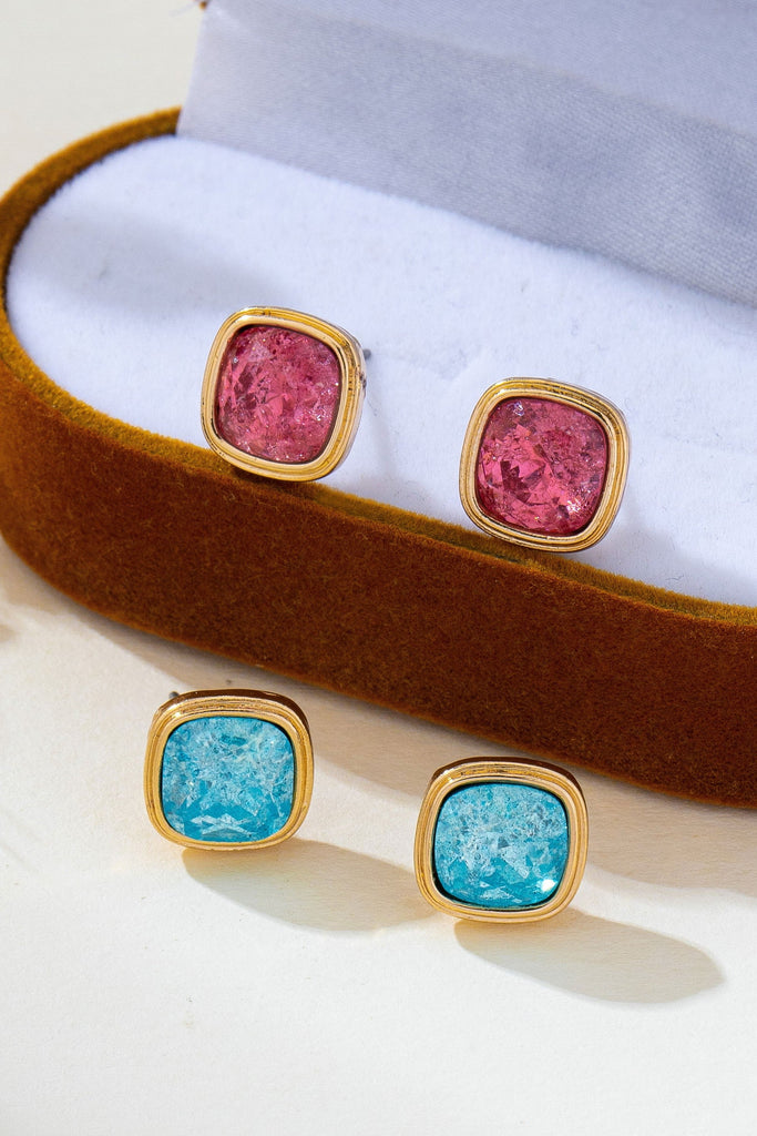 Cushion-Cut Aqua Fuchsia  Shimmer Stud Earring | 80E62710