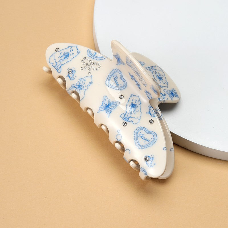 BLUE TOILE PRINT HAIR CLAW CLIPS | 40H1159