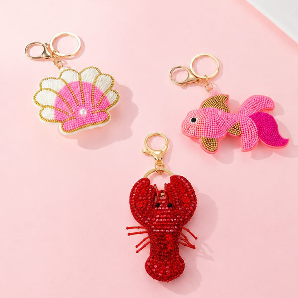 Beaded Fish Seashell Lobster Keychains | 40KC186