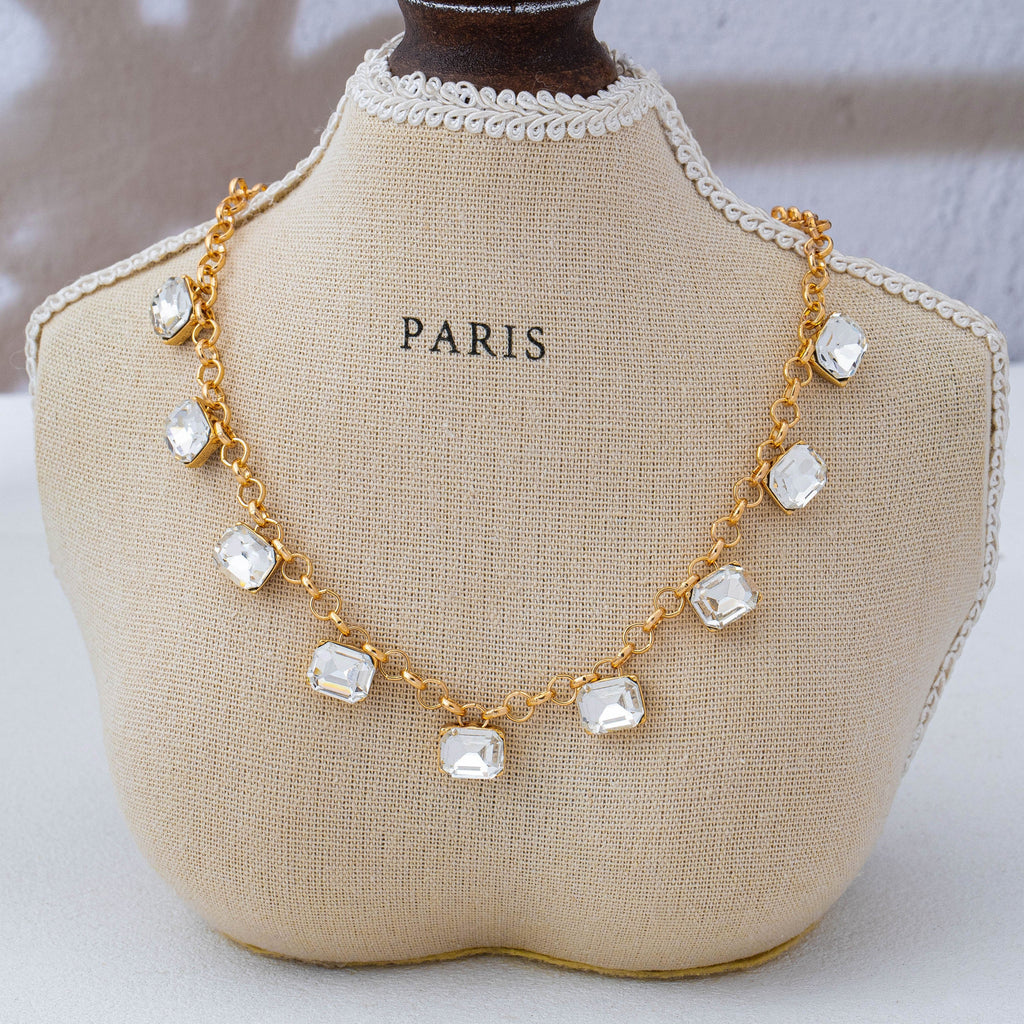 Emerald-Cut Crystal Chain Necklace | 80N93470