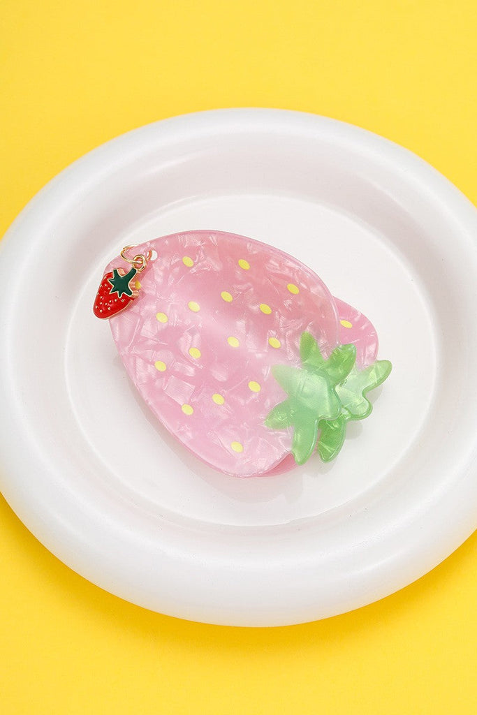 Trending Dangling Charm Cherry Strawberry Hair Claw Clip | 40H1168