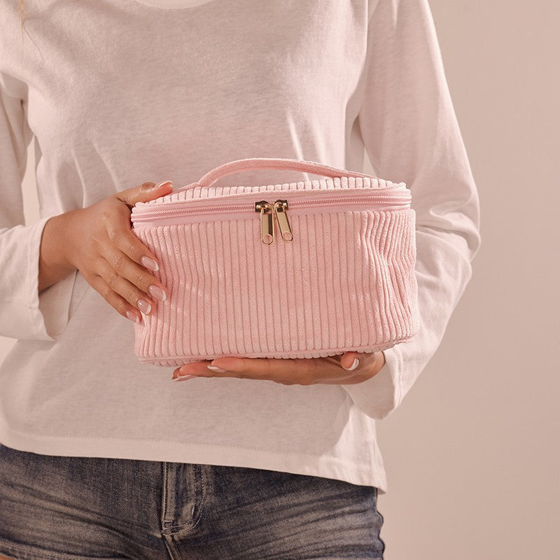 CORDUROY COSMETIC MAKEUP POUCH BAG | 40P635
