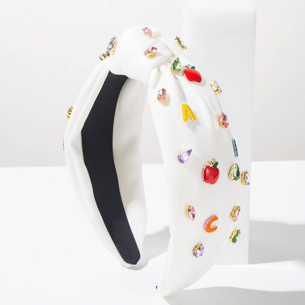 Alphabet Rhinestone Embellished Knotted Headband | 40HB207