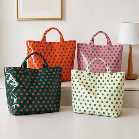 Large Striped Vinyl Tote Bags | 40P636