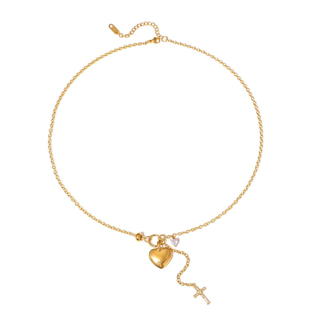 18K STAINLESS STEEL GOLD & CROSS Y NECKLACE | 40NK9762