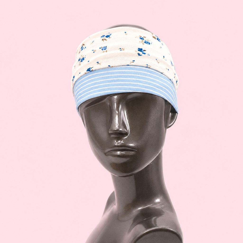 Blue Stripe & Vintage Floral Printed Headband Set | 40HWP602