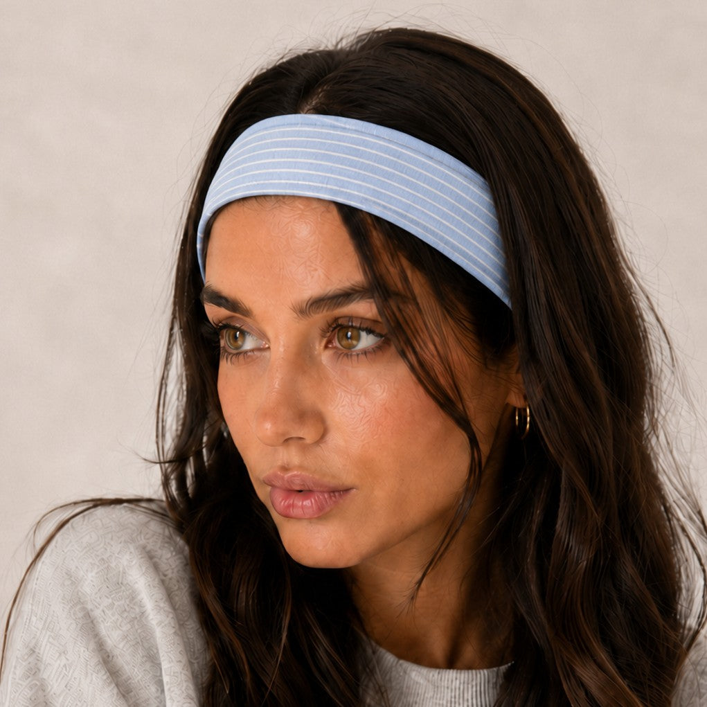 Blue Stripe & Vintage Floral Printed Headband Set | 40HWP602