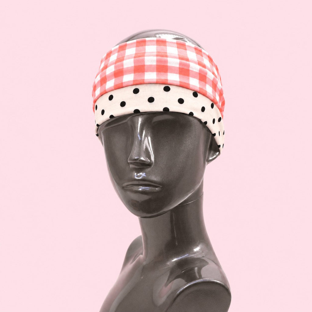 Red Gingham & Black Polka Dot Headband 2-pc Set| 40HWP604