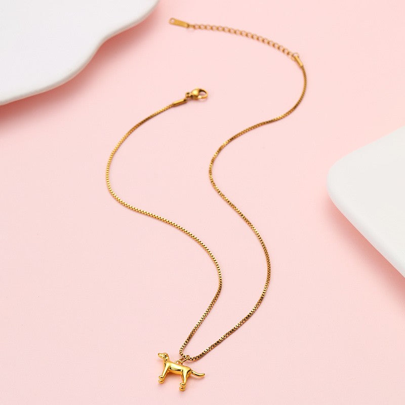 18K STAINLESS STEEL DOG CHARM NECKLACE | 40NK9765