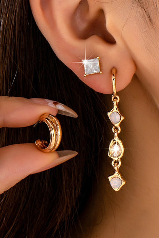 White Opal Crystal Huggie Earring Trio Set | 80E62868
