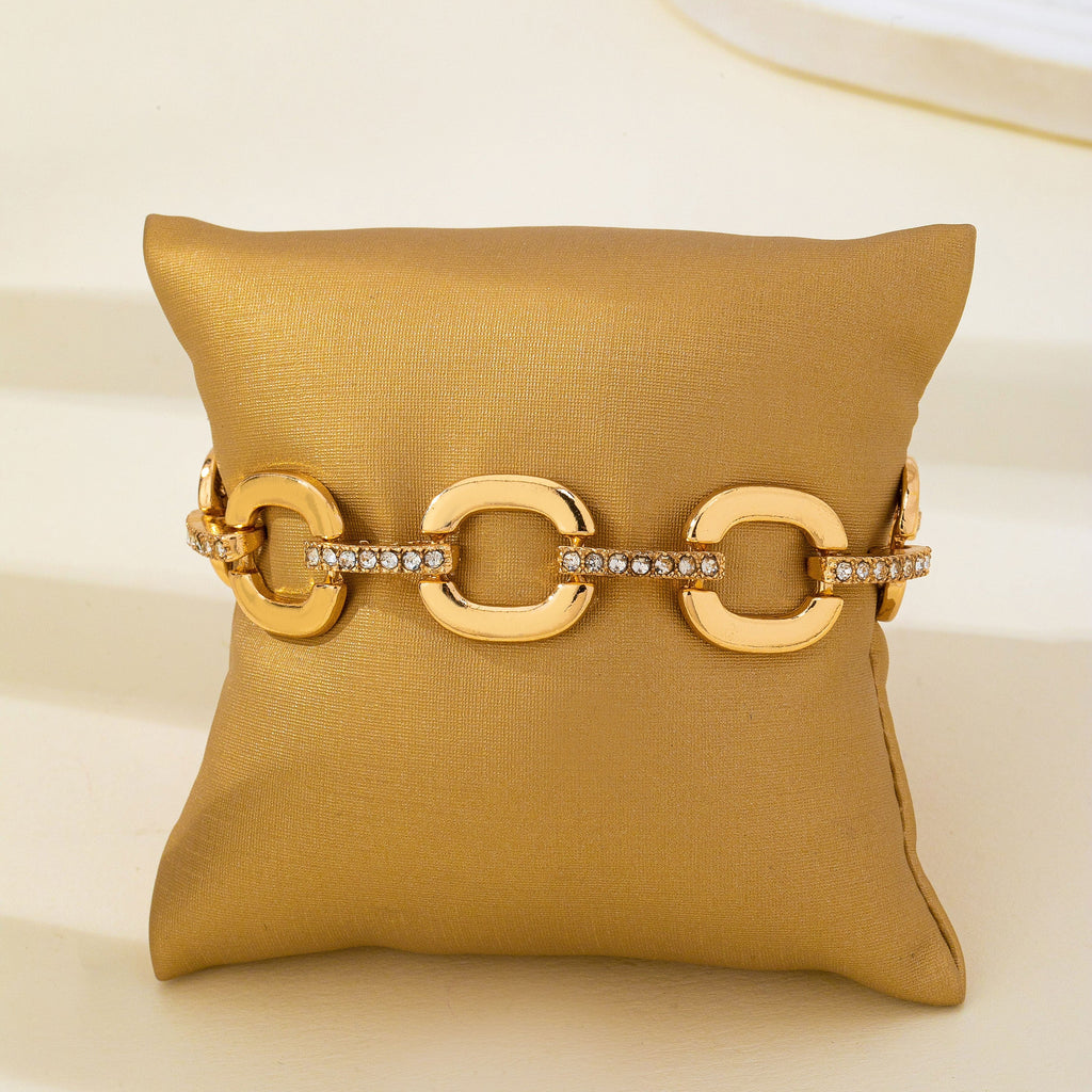 Crystal Glass Pave Bar Link Chain Toggle Bracelet | 80B1890