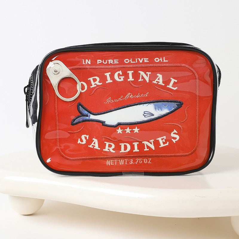 Sardine Tin Graphic Clear Cosmetic Travel Pouch Bag | 40P658