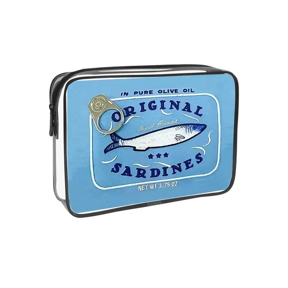 Sardine Tin Graphic Clear Cosmetic Travel Pouch Bag | 40P658