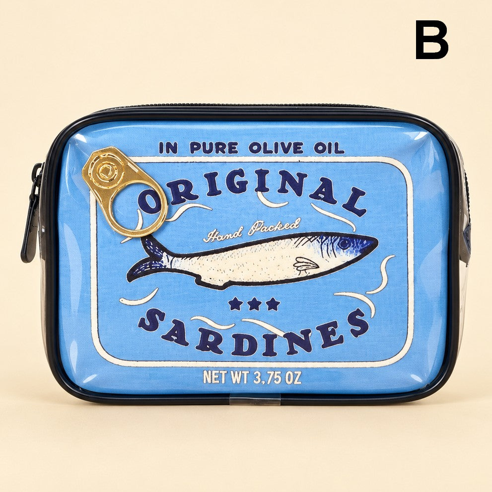 Sardine Tin Graphic Clear Cosmetic Travel Pouch Bag | 40P658