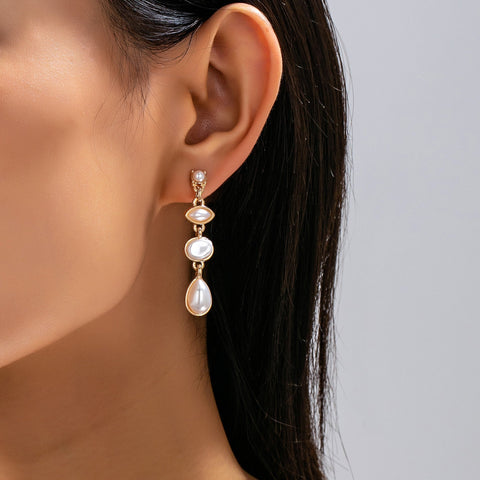 Multi-Shape Pearl Tiered Drop Earrings | 80E63026