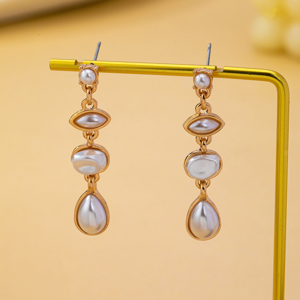 Multi-Shape Pearl Tiered Drop Earrings | 80E63026