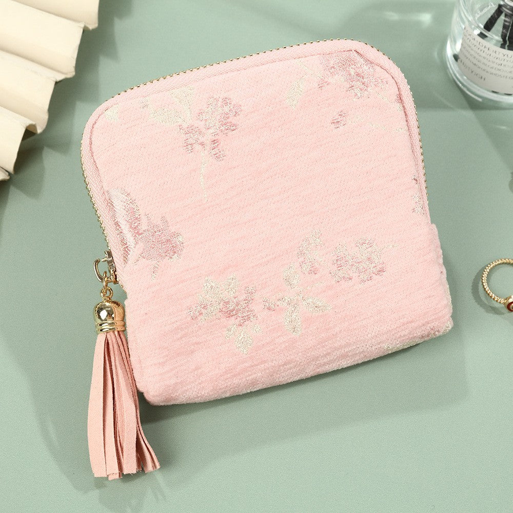 Floral Jacquard Mini Jewelry Pouch Wallet |  40P650