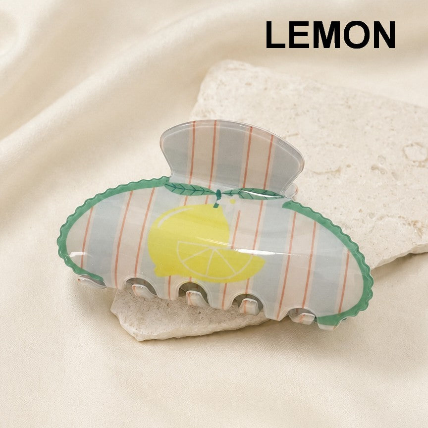 Fruit Print Strawberry Cherry Lemon Hair Claw Clip | 40H1199