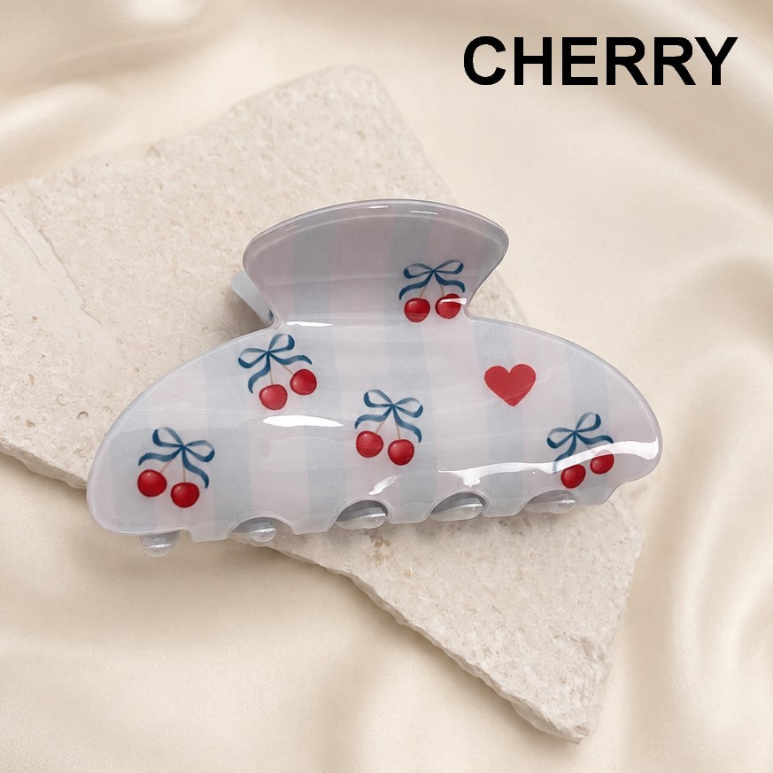 Fruit Print Strawberry Cherry Lemon Hair Claw Clip | 40H1199