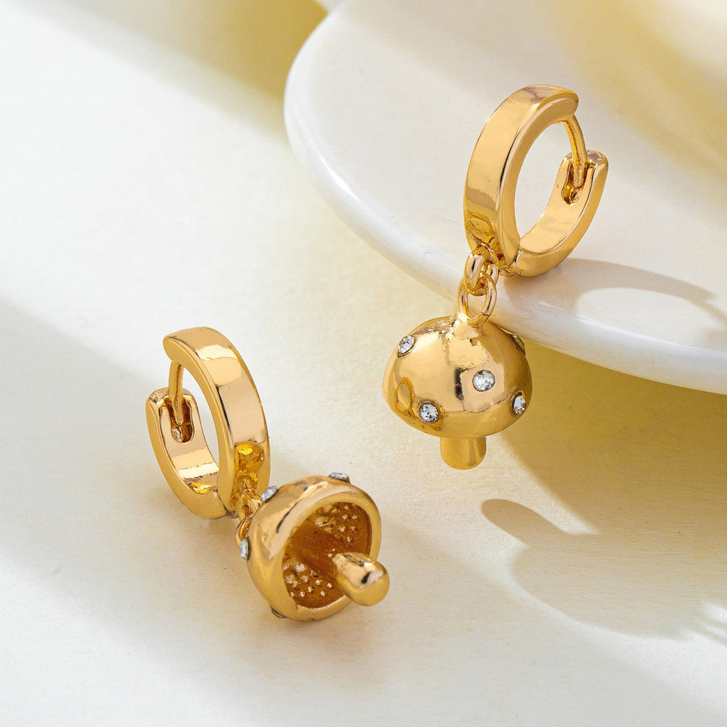 Crystal Mushroom Huggie Hoop Earrings | 80E63093