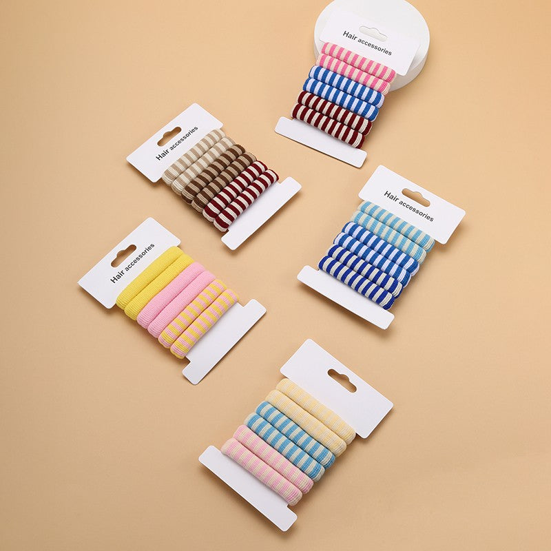 Striped Terry Hair Ties 6-Pc Set | 40S744