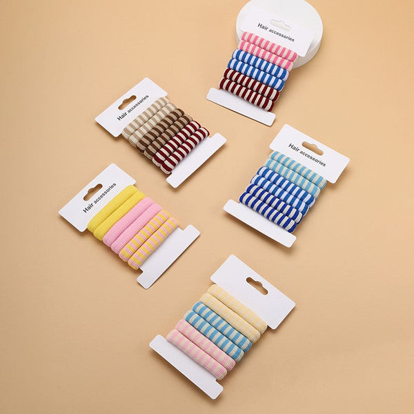 Striped Terry Hair Ties 6-Pc Set | 40S744
