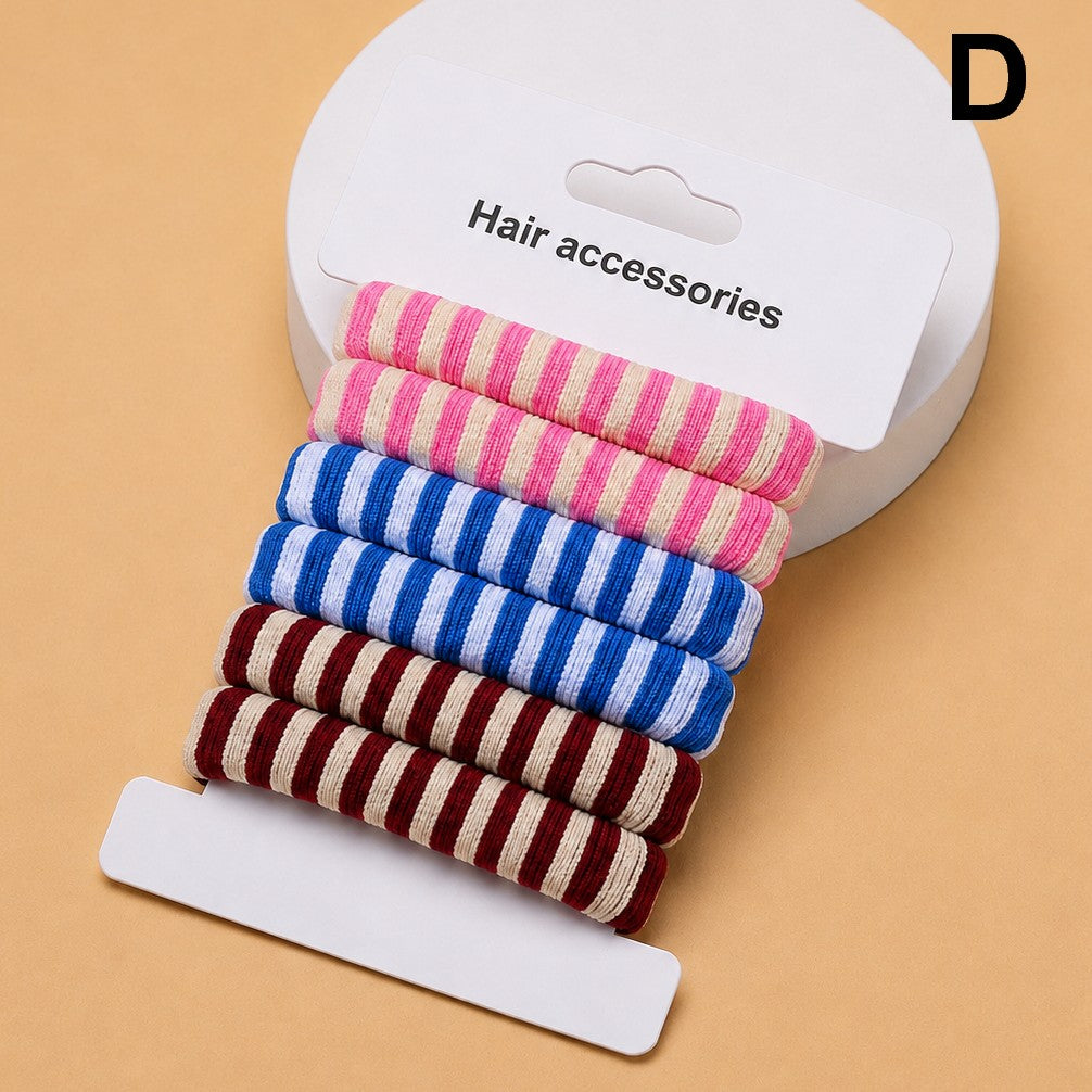 Striped Terry Hair Ties 6-Pc Set | 40S744