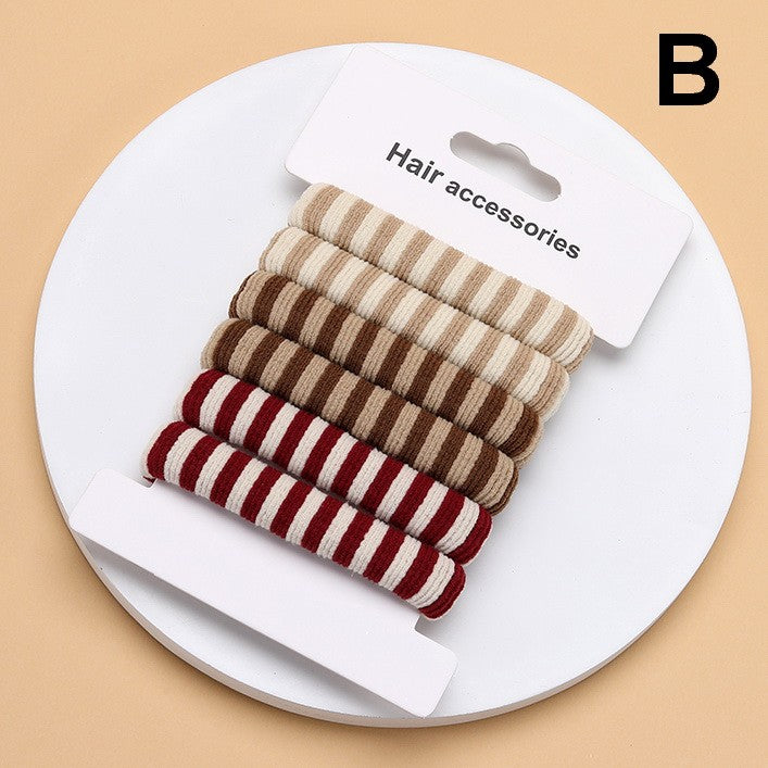 Striped Terry Hair Ties 6-Pc Set | 40S744