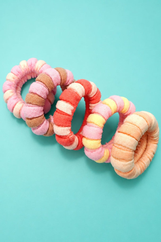 Striped Terry Hair Ties 5-Pc Set | 40S745