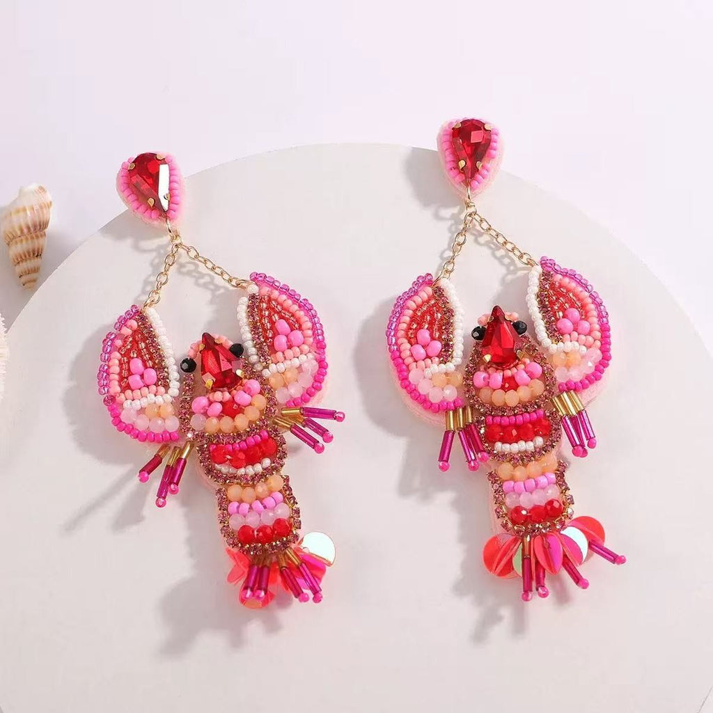Charming Lobster Seed Bead Drop earrings | 40E550