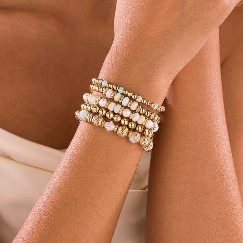 Gold-Tone Mixed Beaded Stretch Bracelet Set | 40B5250